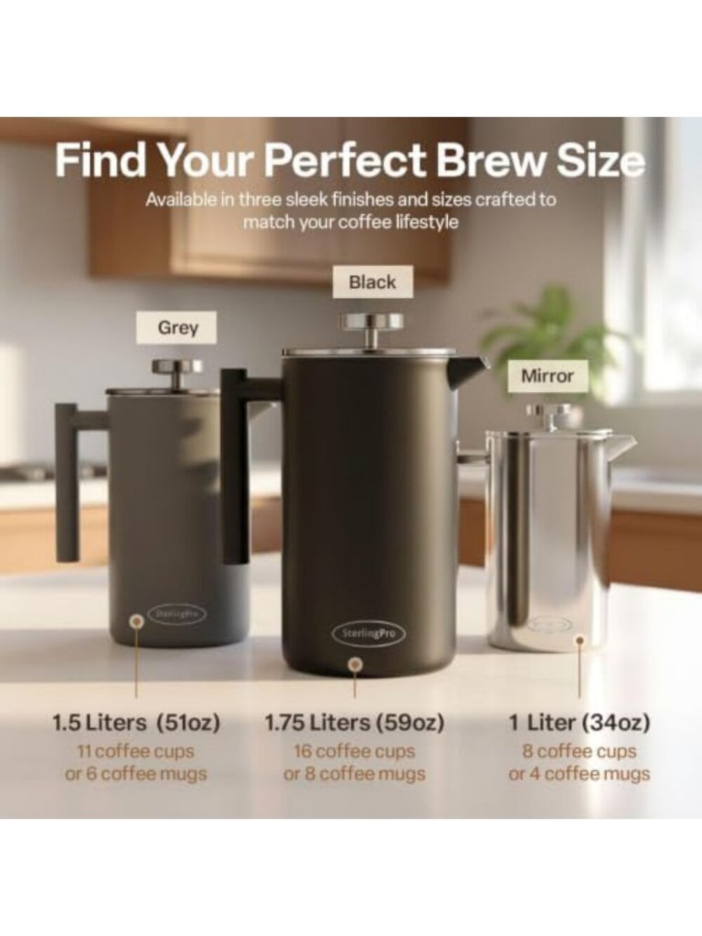 Extra Large Non-Toxic Insulated Stainless Steel French Press - 64oz Capacity, 16 - Picture 4 of 6
